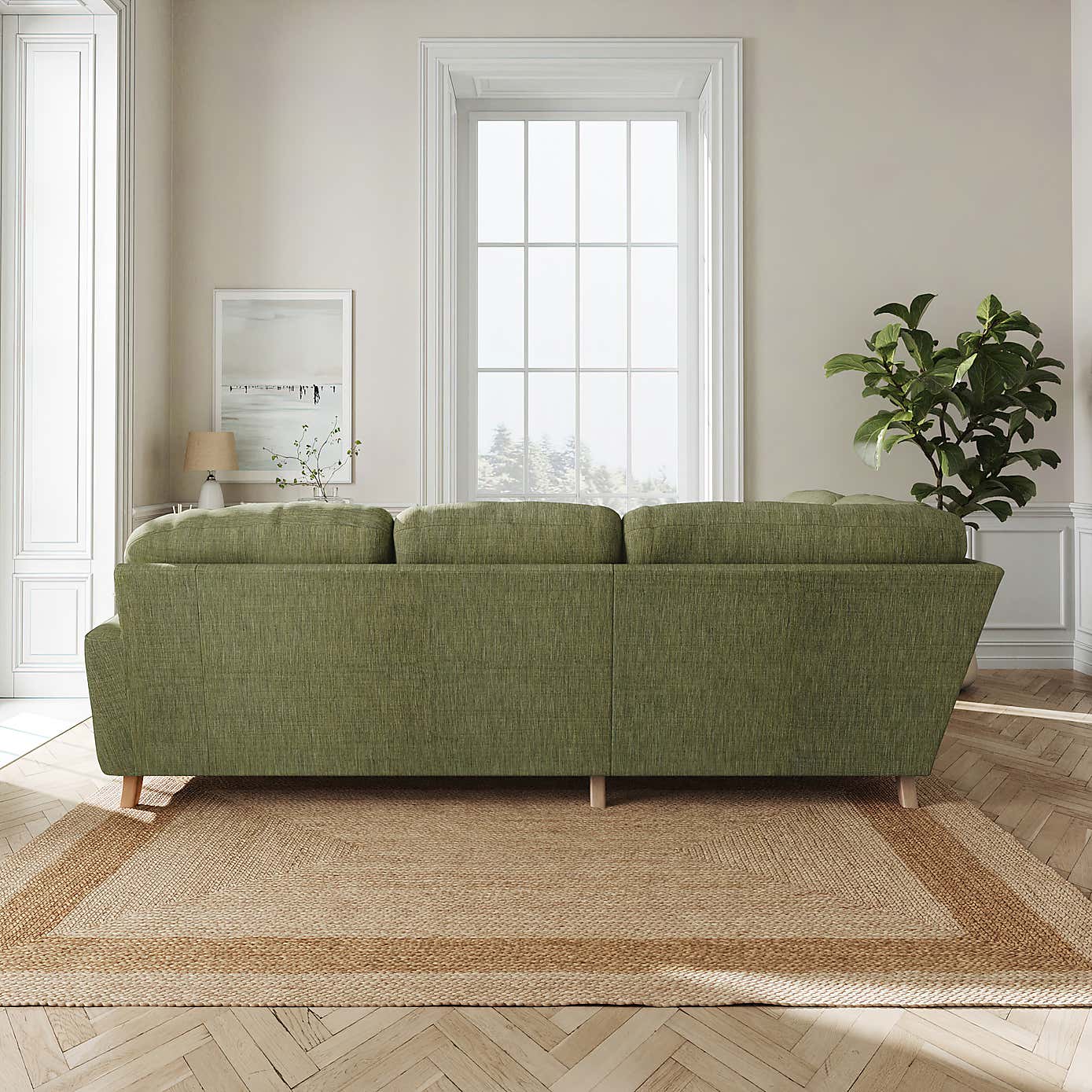 Martha Slub Faux Linen Full Corner Sofa