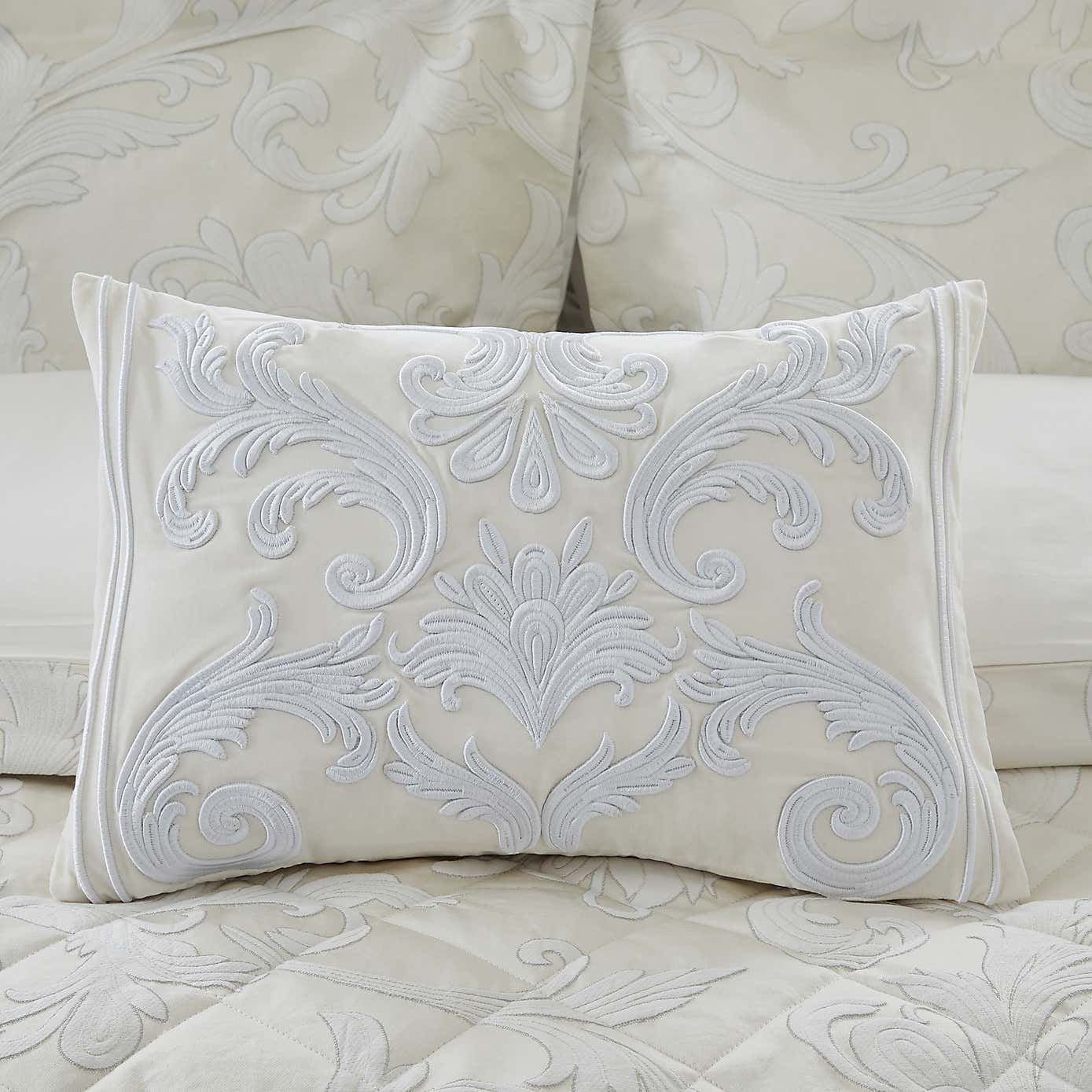 Dorma Acanthus Embroidered Cream Cushion