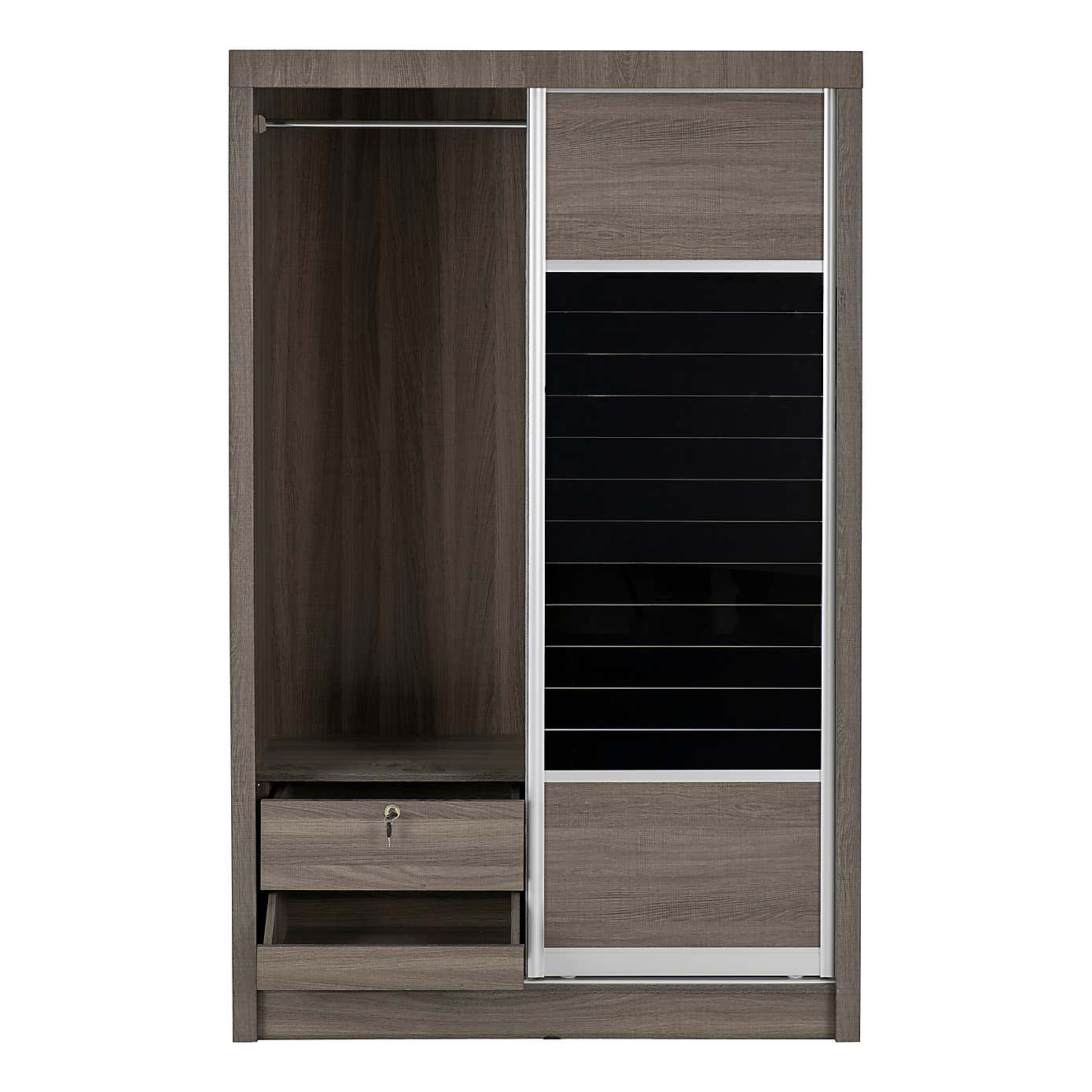Lennon Sliding Double Wardrobe, Black