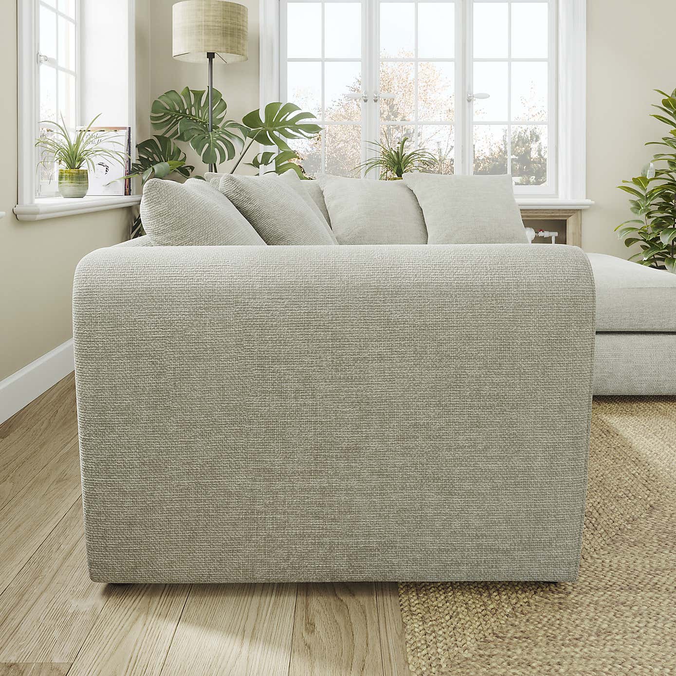 Blake Curved Arm Chunky Chenille Corner Chaise Sofa