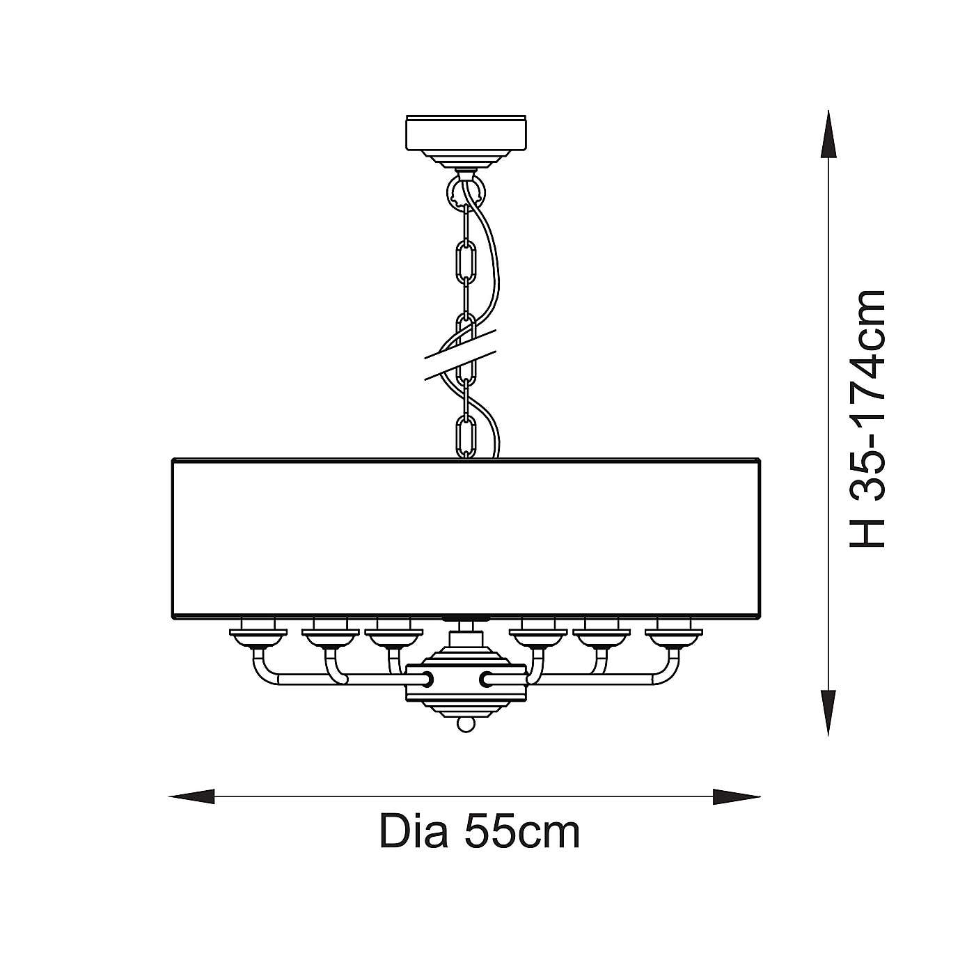 Vogue Sandringham Mid Century 6 Light Adjustable Pendant Light