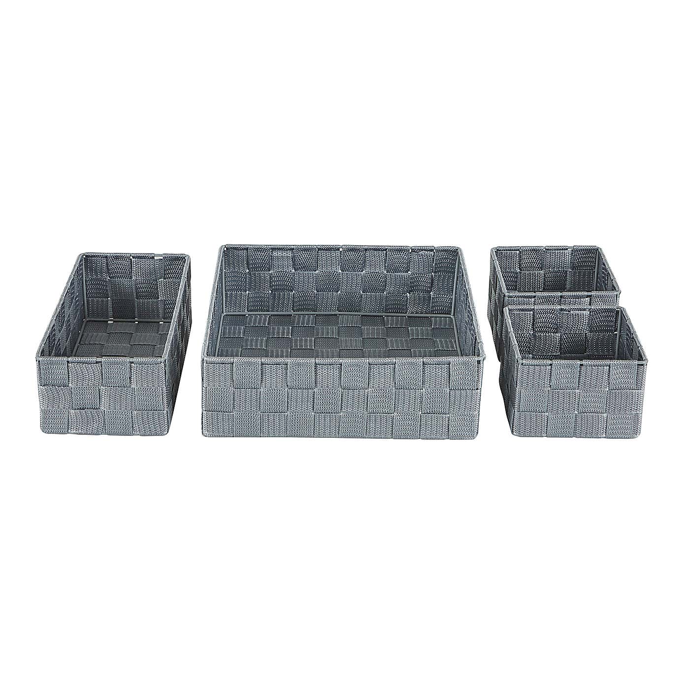 Set of 4 Grey Nylon Drawer Organisers