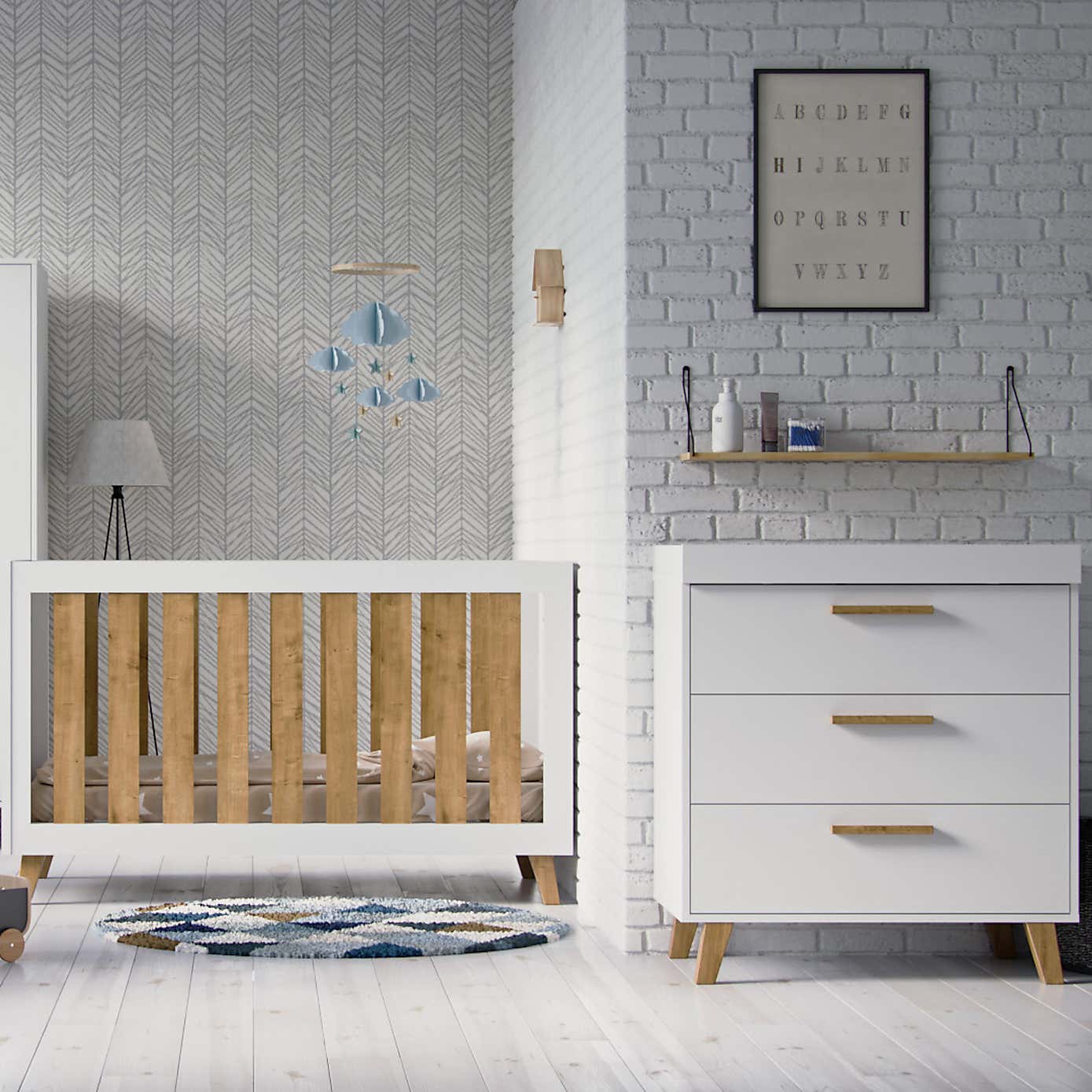 Little Acorns Siriana Cot Bed and 3 Drawer Chest Nursery Set