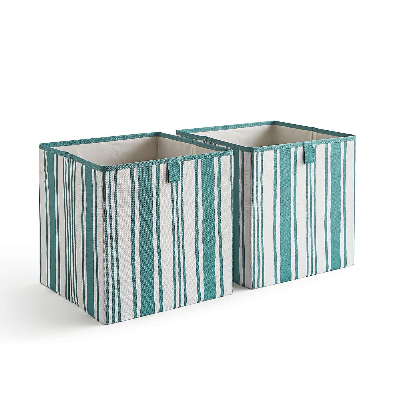 Set of 2 Coastal Stripe Storage Cubes