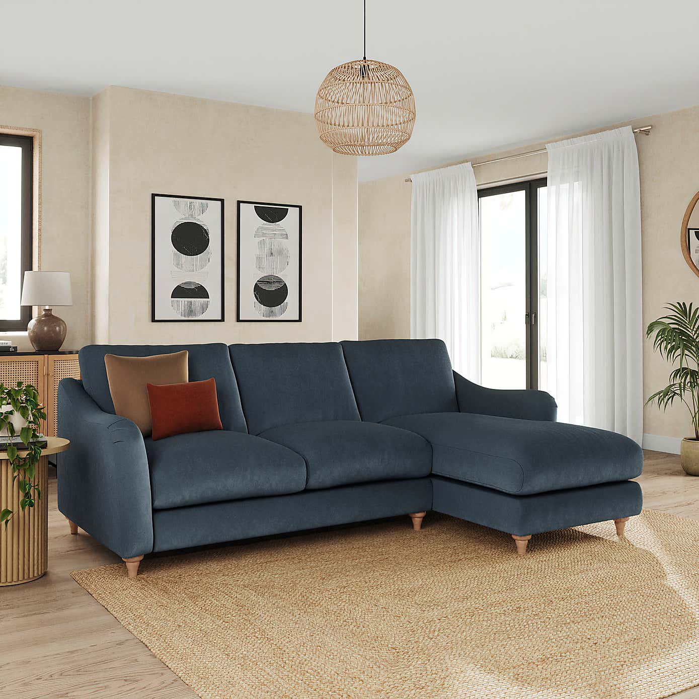 Hattie Matte Plush Velvet Corner Chaise Sofa