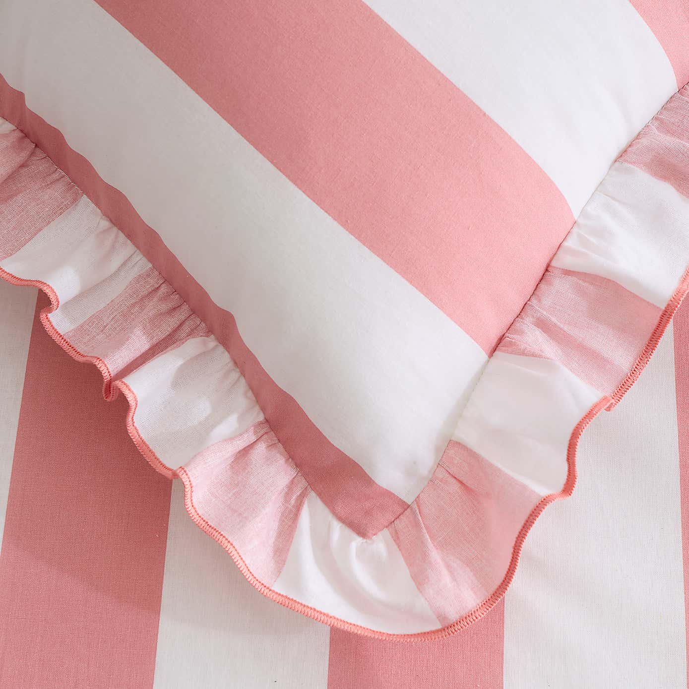 Emmy Frilled Stripe 100% Cotton Duvet Cover and Pillowcase Set