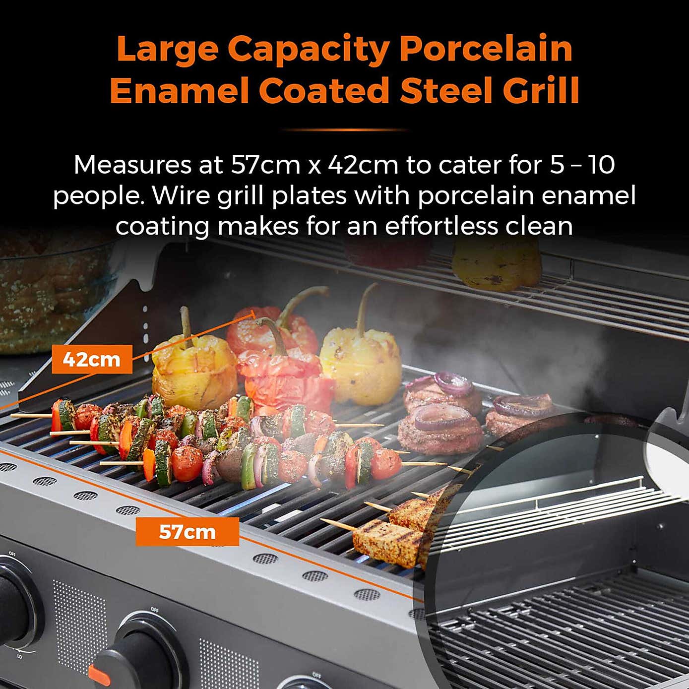 Tower Stealth Plus Three Burner Gas BBQ with Side Burner, Black Steel