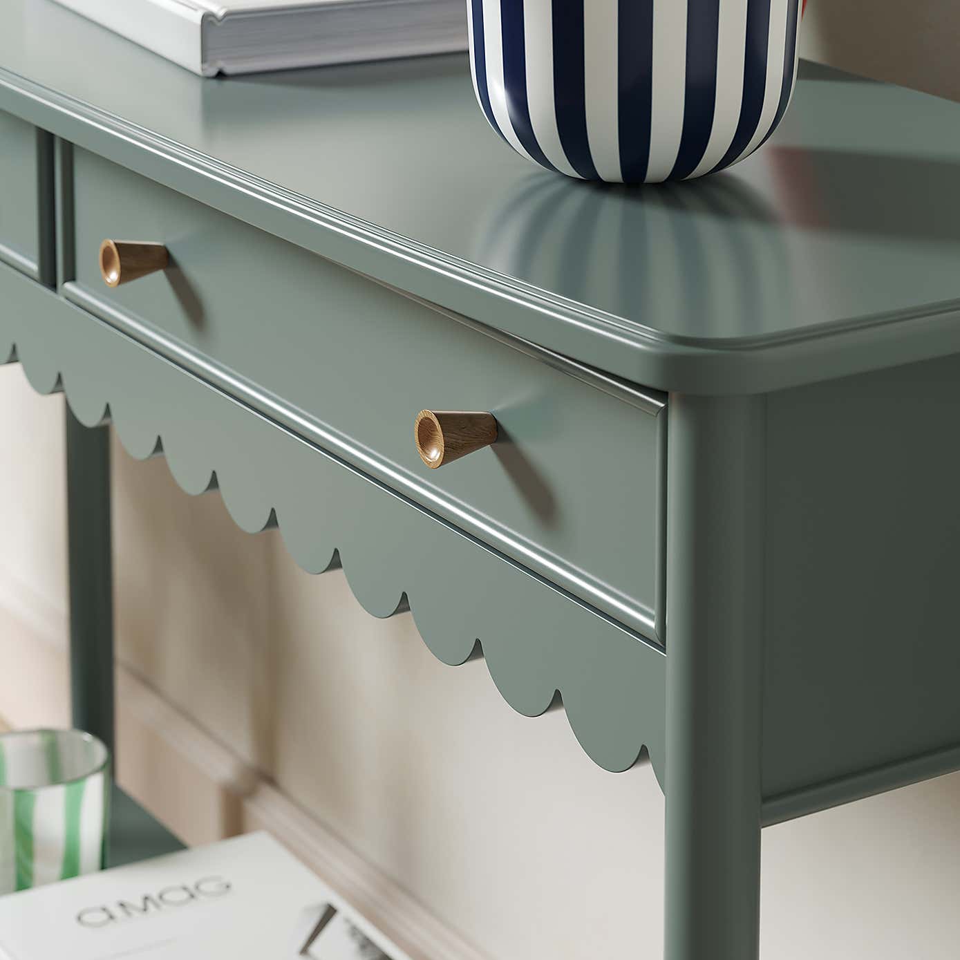 Remi Console Table, Lilypad Green
