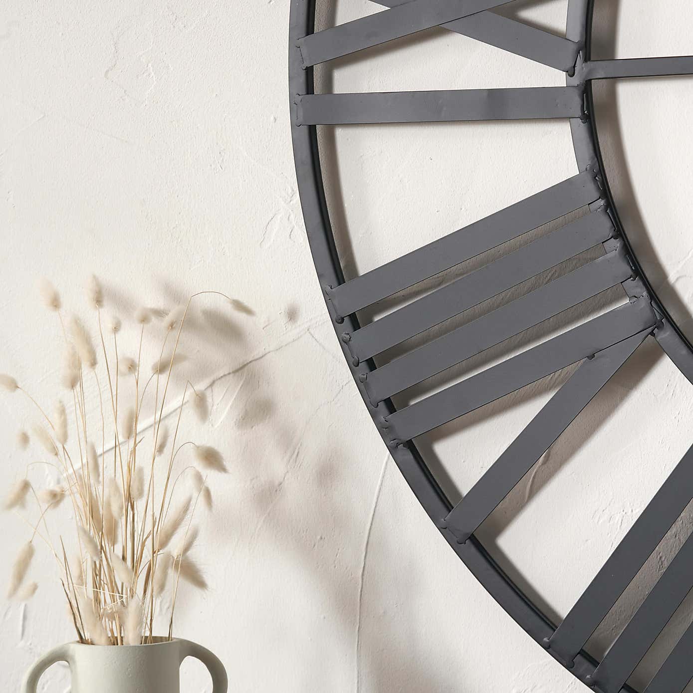 Large Industrial Black Skeleton Wall Clock