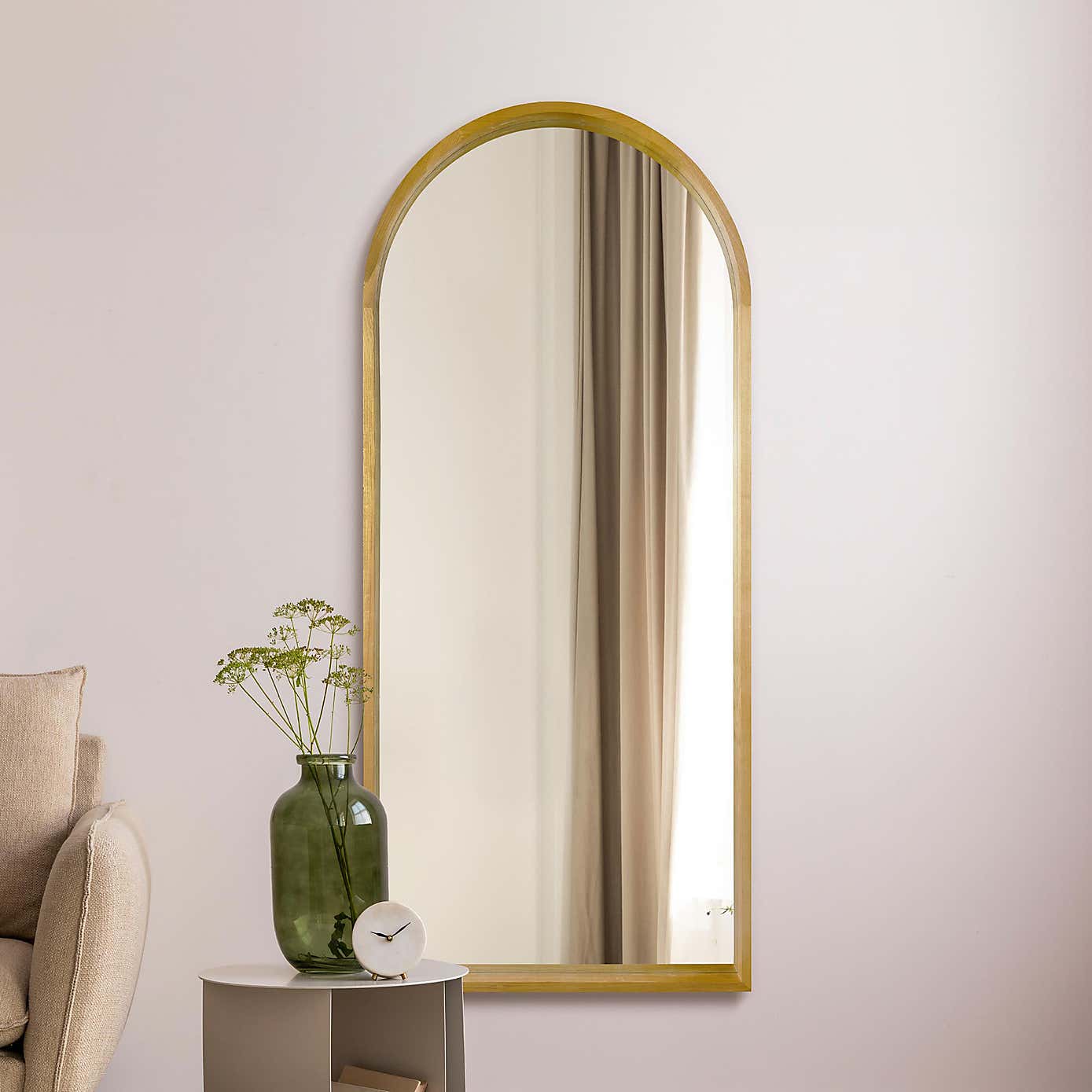 The Naturalis Solid Oak Frame Arched Leaner Wall Mirror