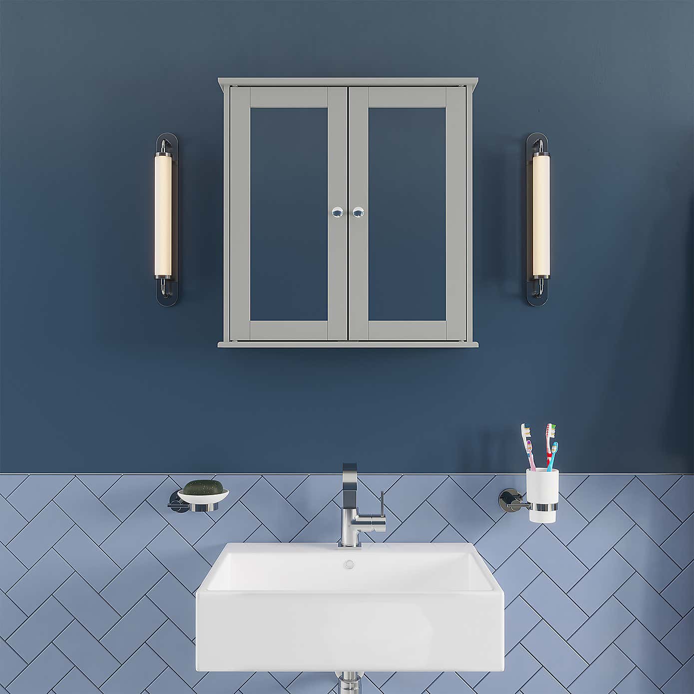 FlexiFix Ashby Wooden Double Door Cabinet, Grey