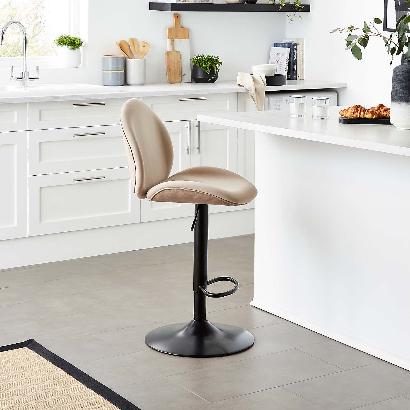 Jayde Adjustable Bar Stool, Velvet