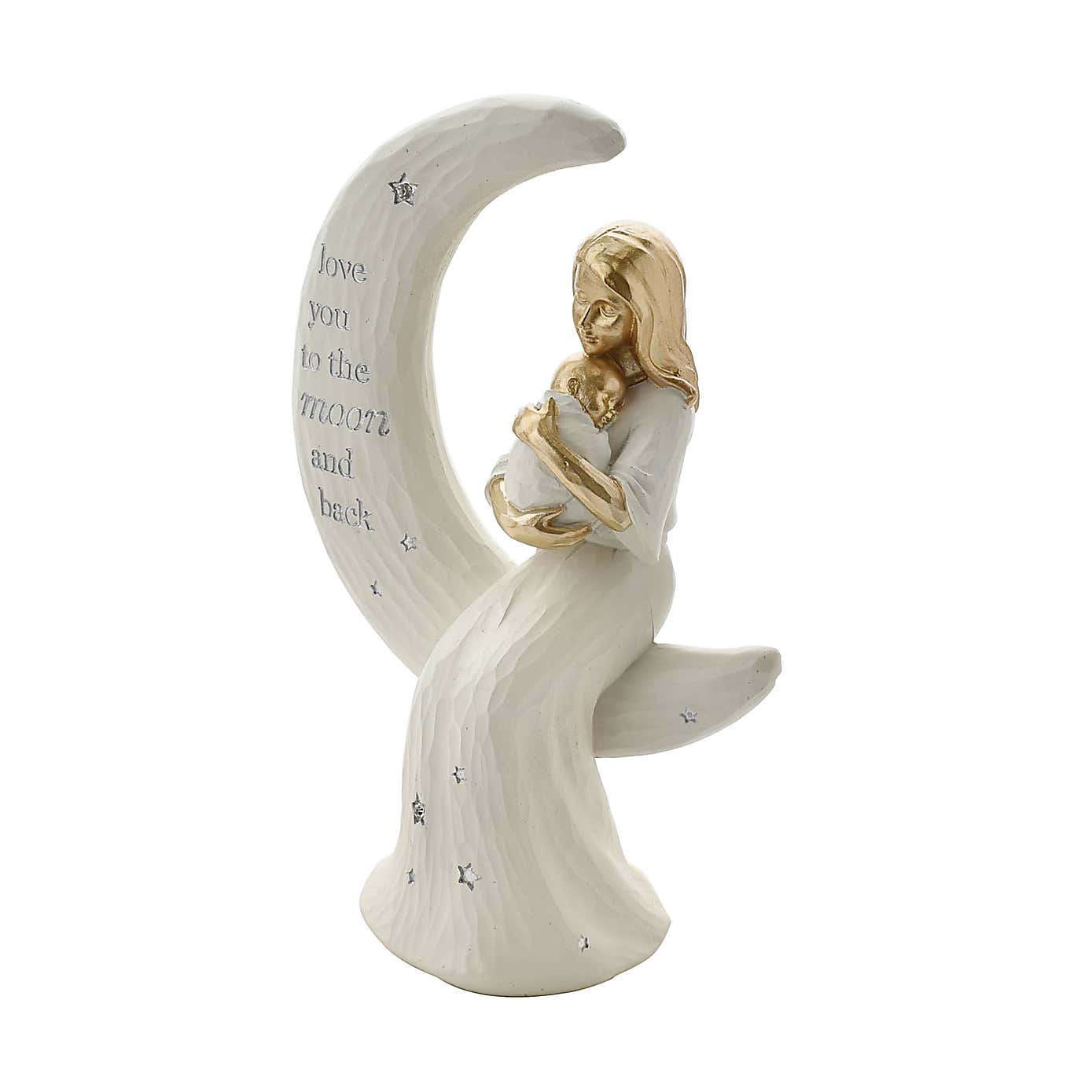 Bambino Mother and Baby Sitting on Moon Figurine "Love You"