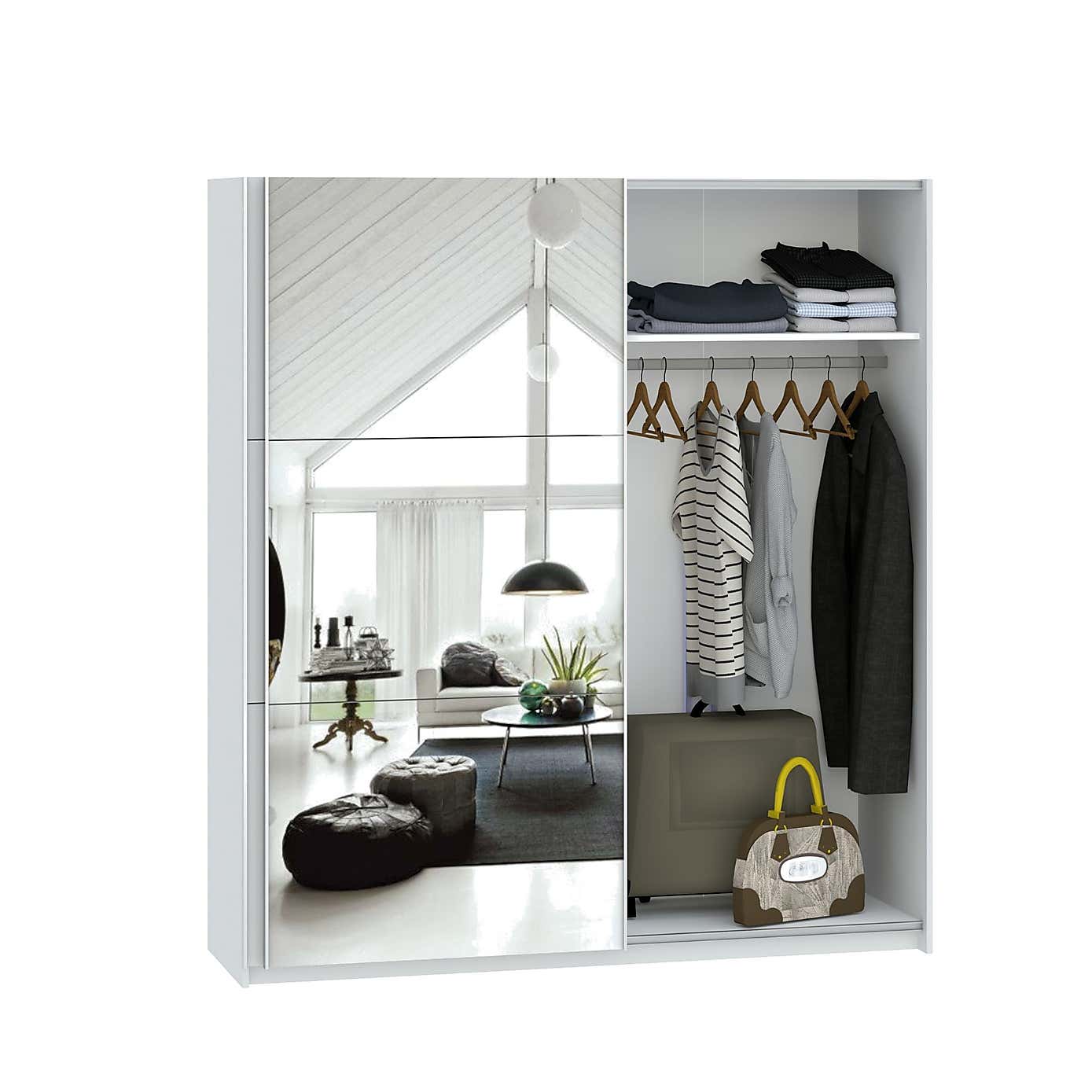 Norland Anthracite 2 Door Sliding Full Mirrored Wardrobe