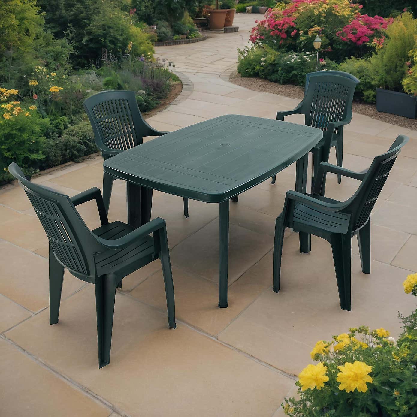 Trabella Aurora Rectangular Patio Table with 4 Bonnie Chairs