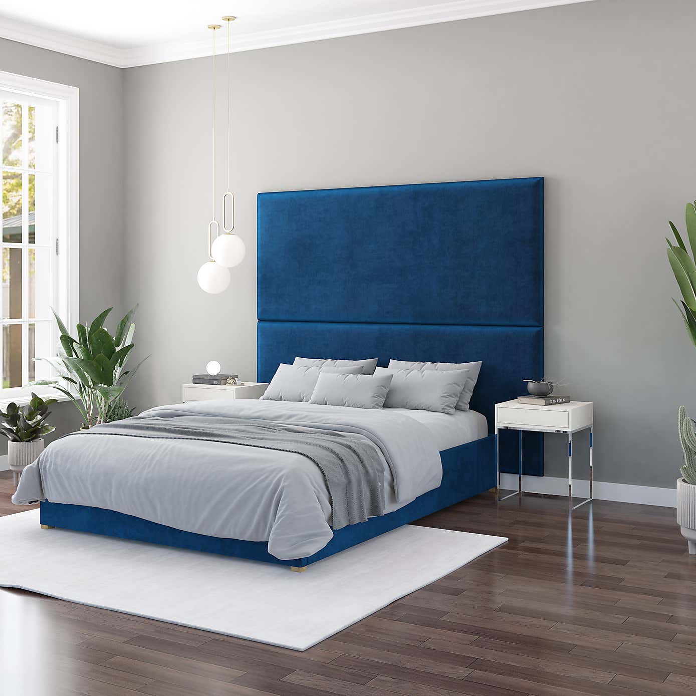 Hanging Wall Panel Dual Mount Plush Velvet Headboard