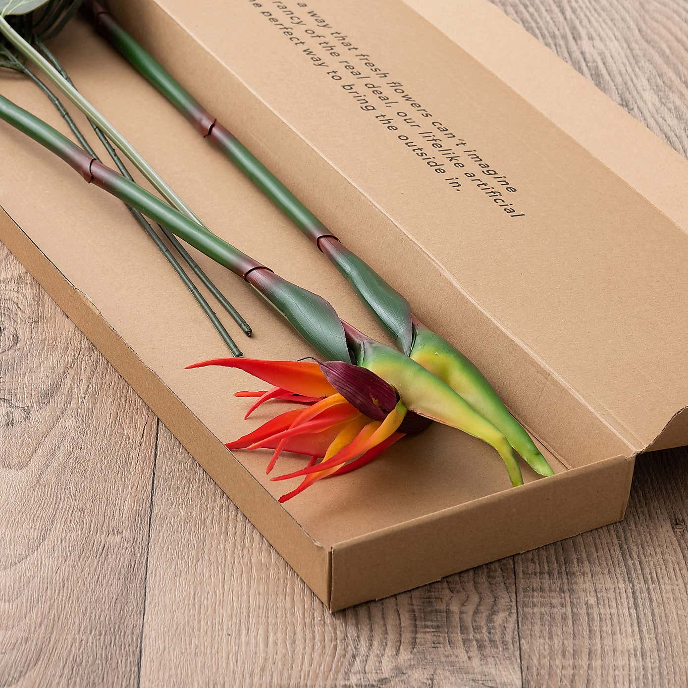 Artificial Bird of Paradise and Palm Letterbox Bouquet