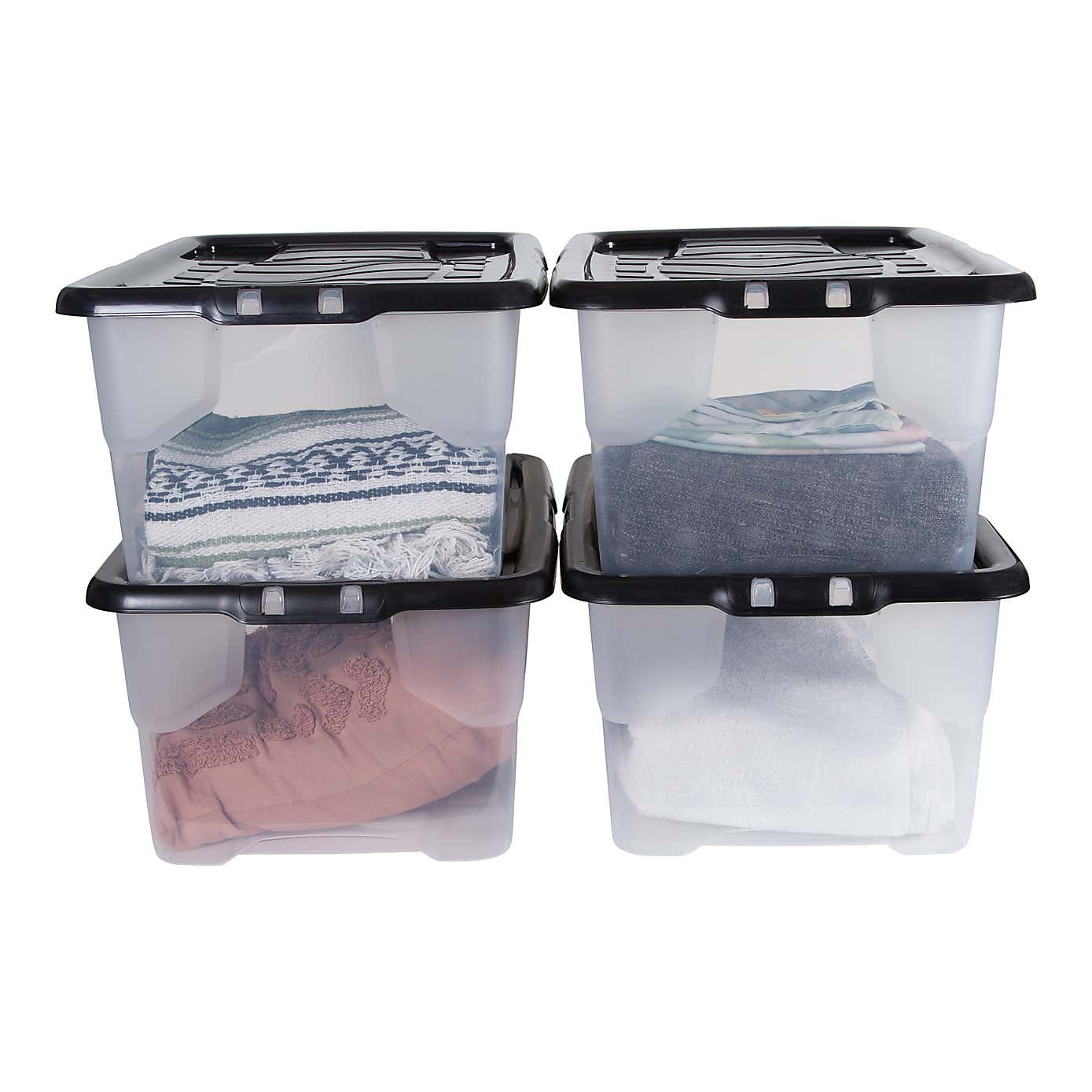 Set of 4 Strata 42L Curve Storage Box with Lids