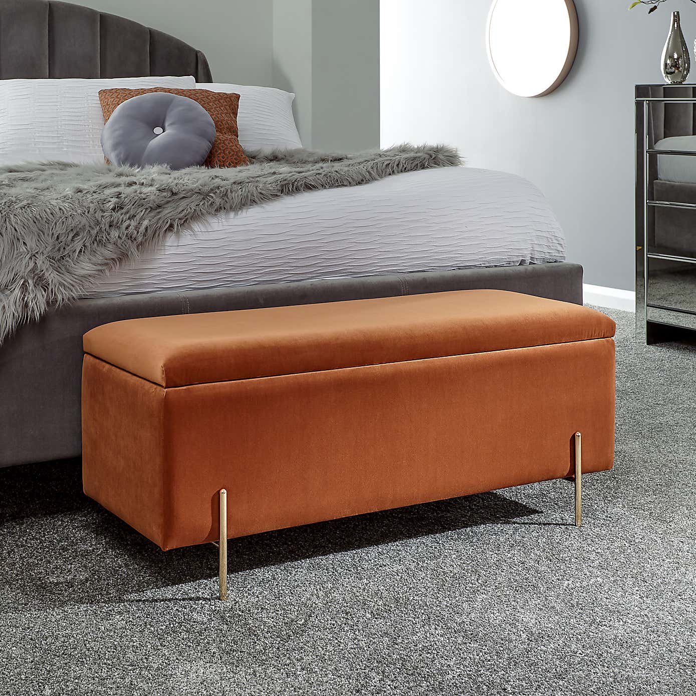 Mystica Velour Ottoman Storage Bench