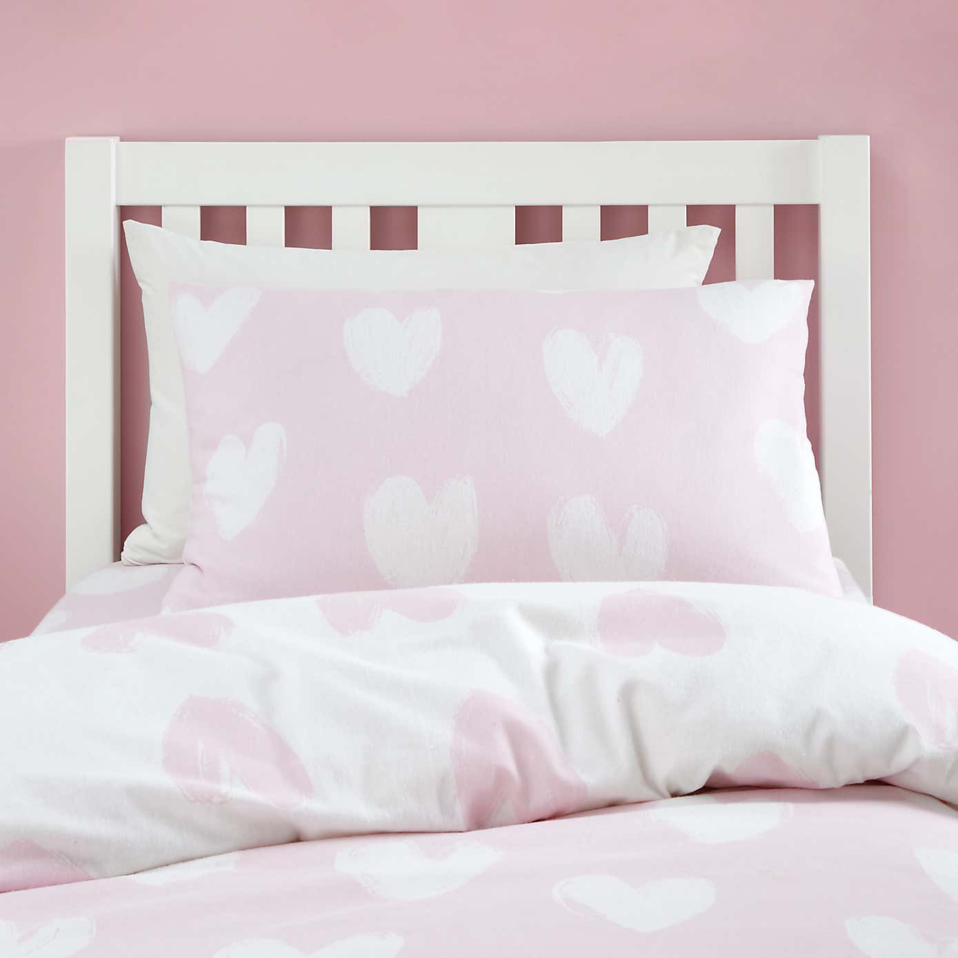 Catherine Lansfield Brushed Hearts Brushed Cotton Duvet Cover and Pillowcase Set