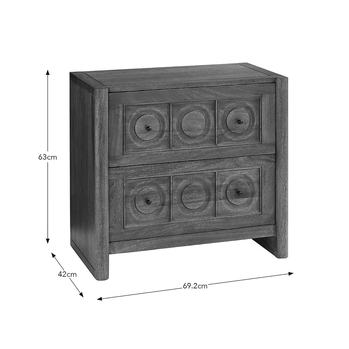 Theodore 2 Drawer Wide Bedside Table