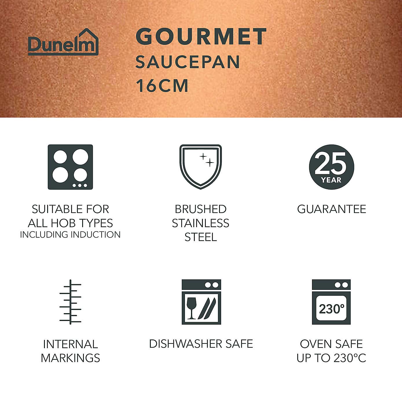 Gourmet Stainless Steel Saucepan, 16cm