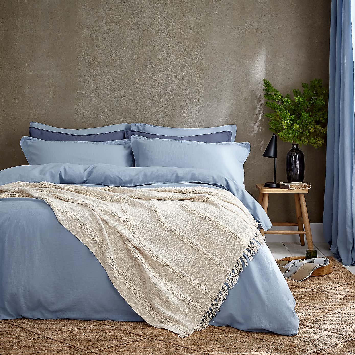 Cotton Linen White Duvet Cover & Pillowcase Set