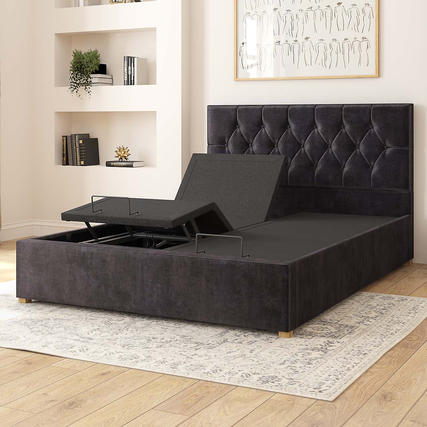 Olivier Plush Velvet Adjustable Bed