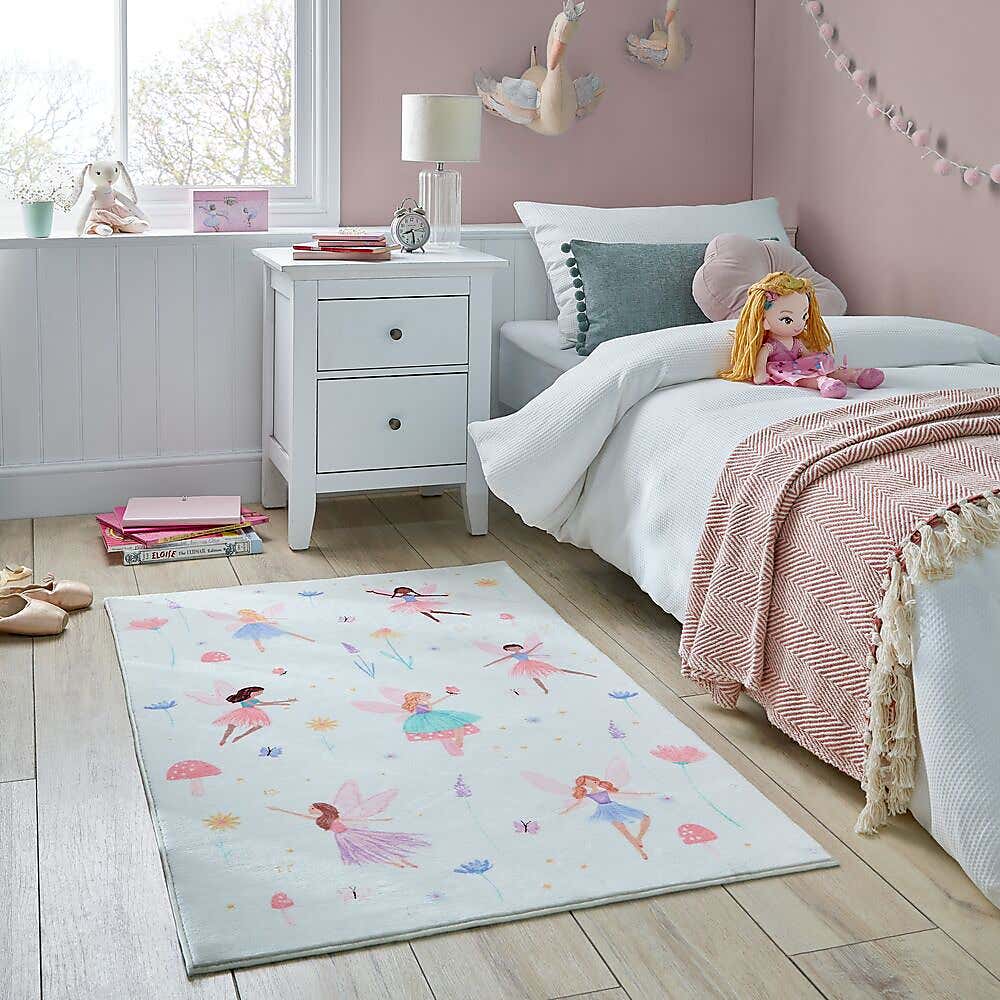 Meadow Fairies Washable Faux Fur Rug