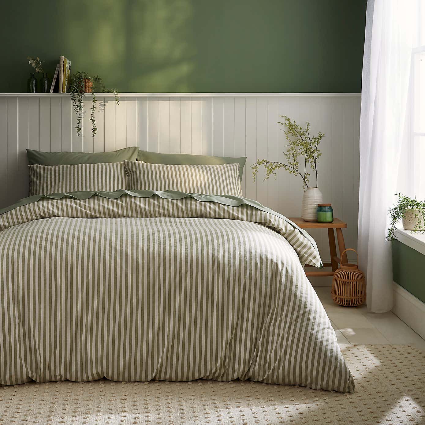 Portloe Stripe Cotton Duvet Cover & Pillowcase Set