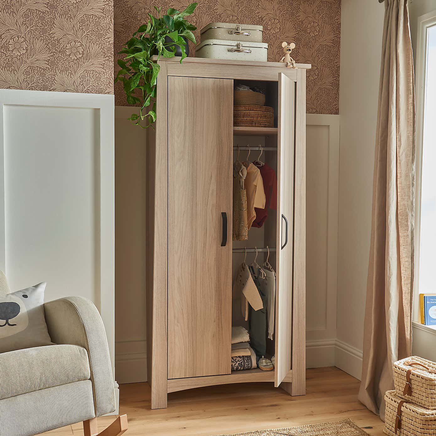 CuddleCo Isla 2 Door Wardrobe, Ash