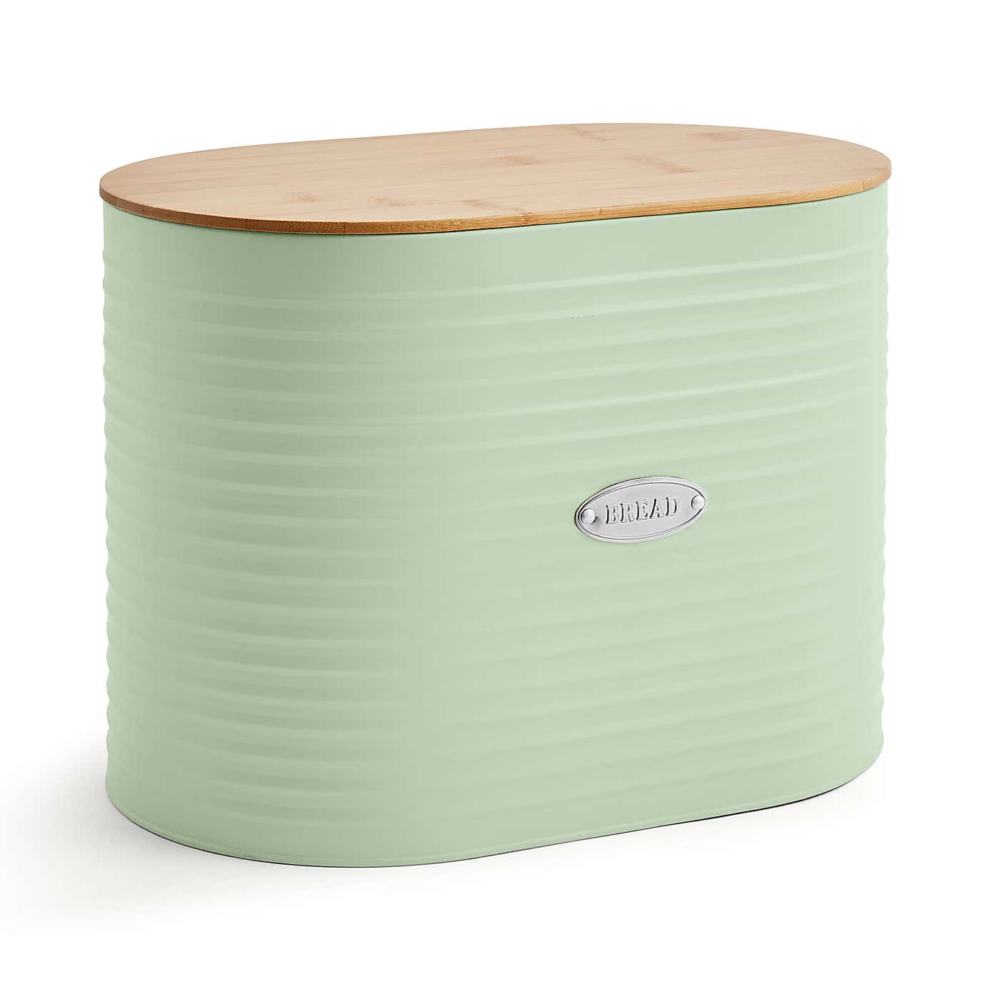 Metal Bread Bin with Badge Sage