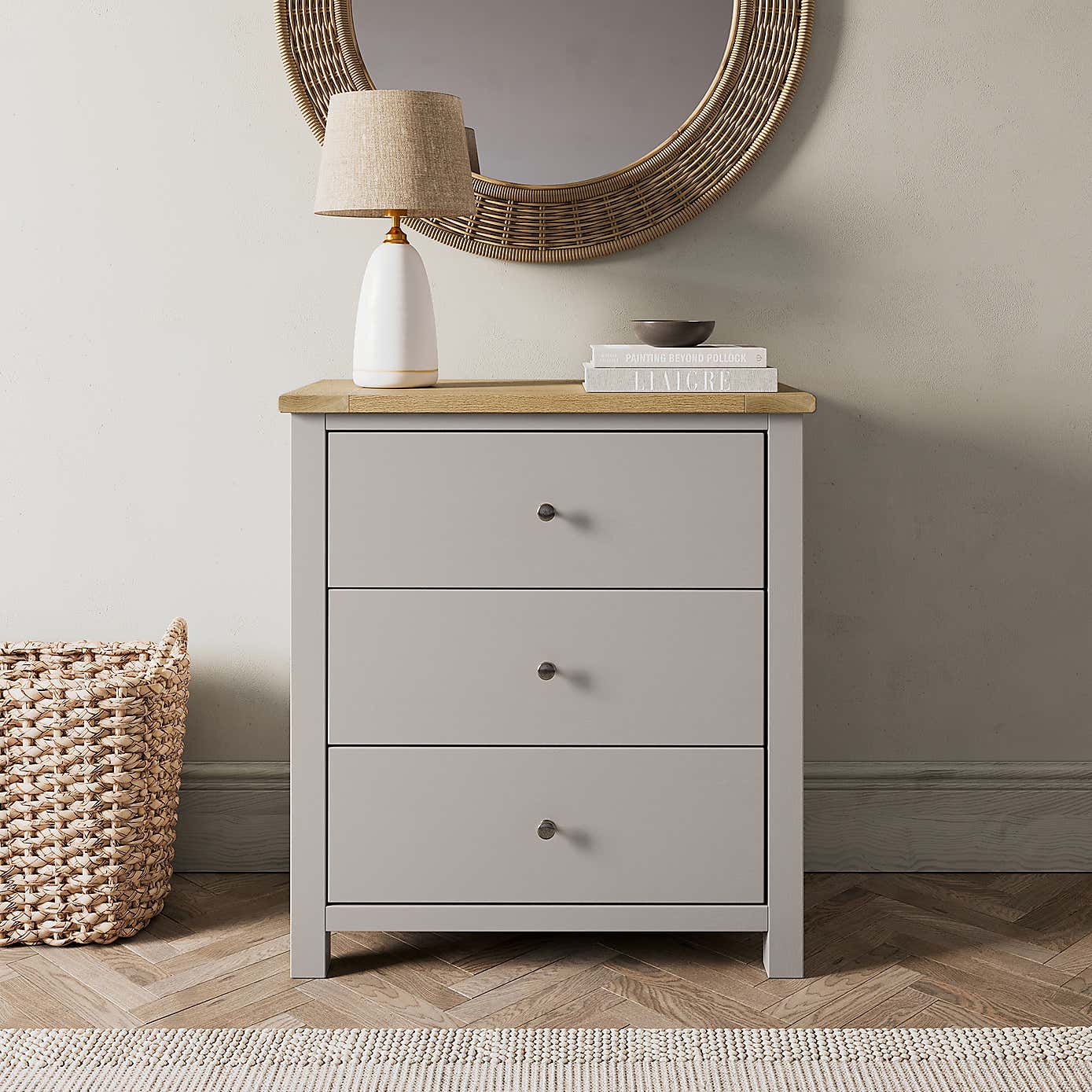 Olney 3 Drawer Chest Stone