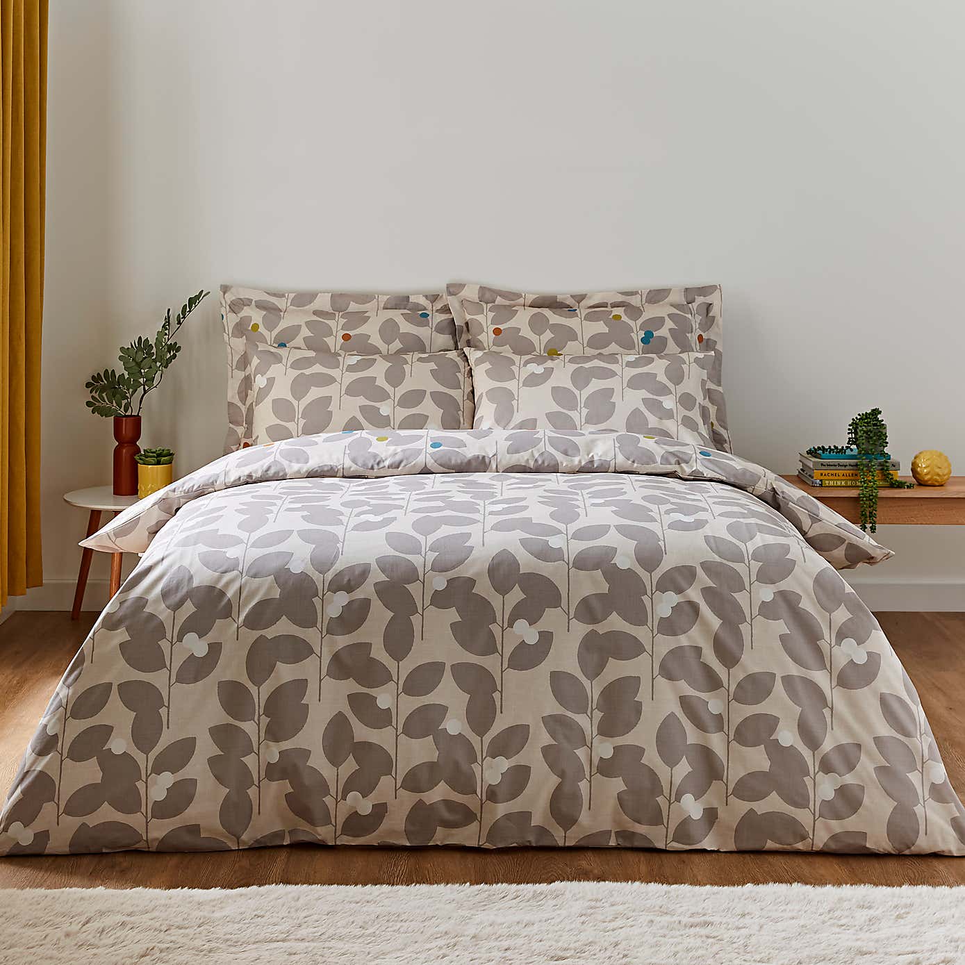 Elements Modern Leaf Natural Duvet Cover and Pillowcase Set