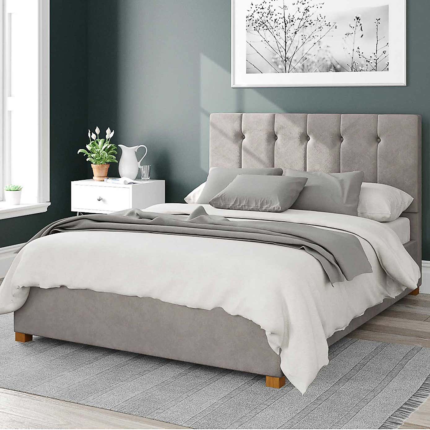 Hepburn Plush Velvet Ottoman Bed Frame