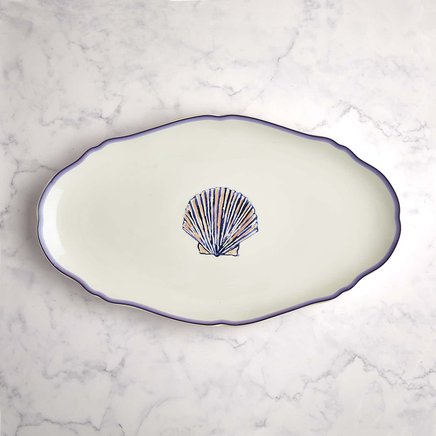 Shell Stoneware Wavy Serving Platter
