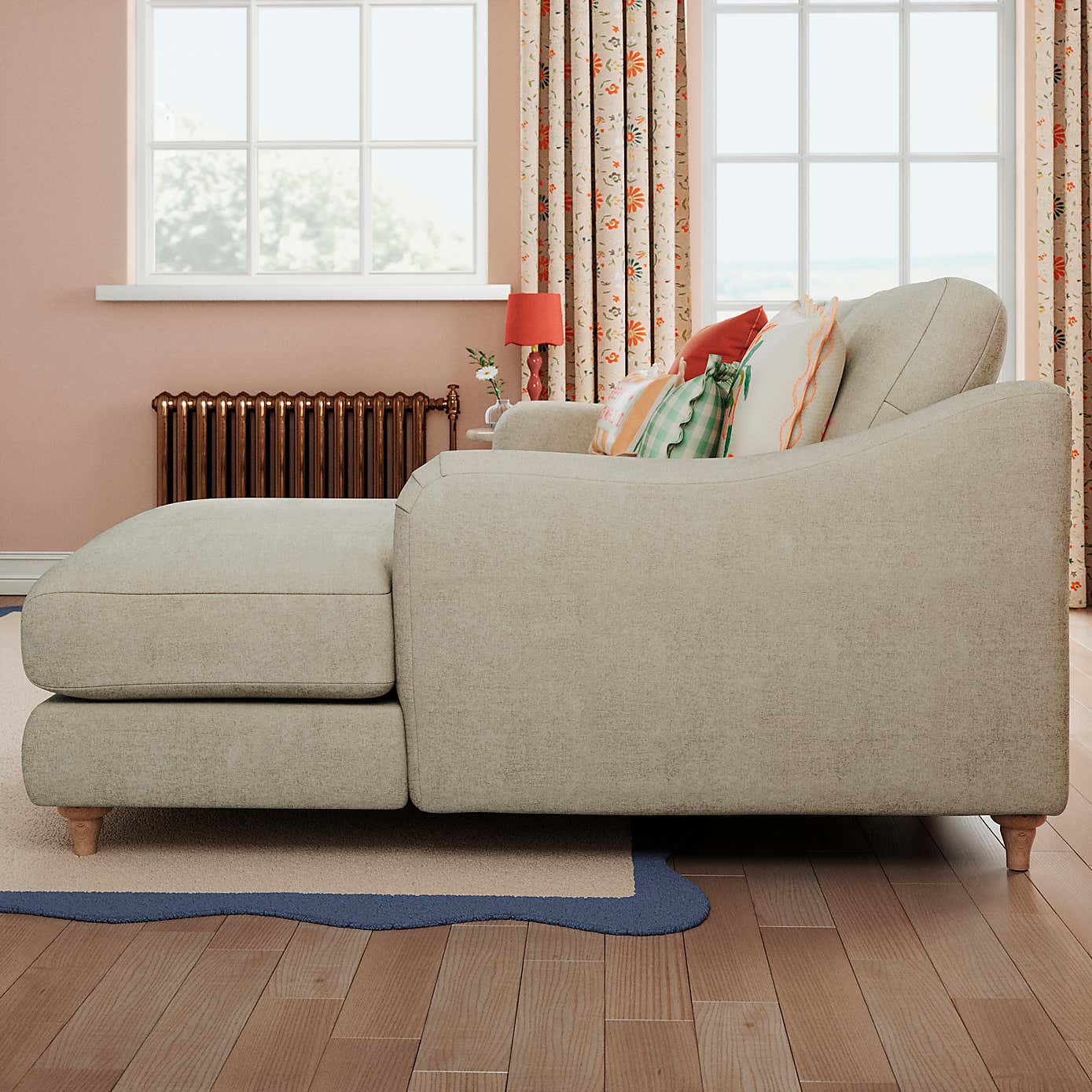 Hattie Tonal Plush Chenille Corner Chaise Sofa