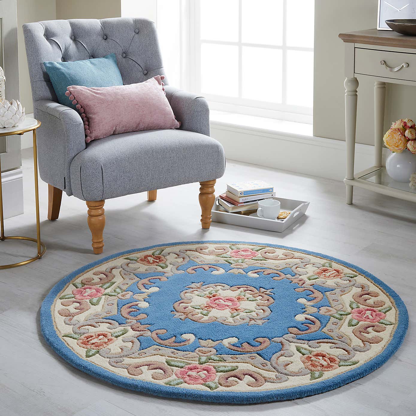 Lotus Premium Aubusson Circle Rug