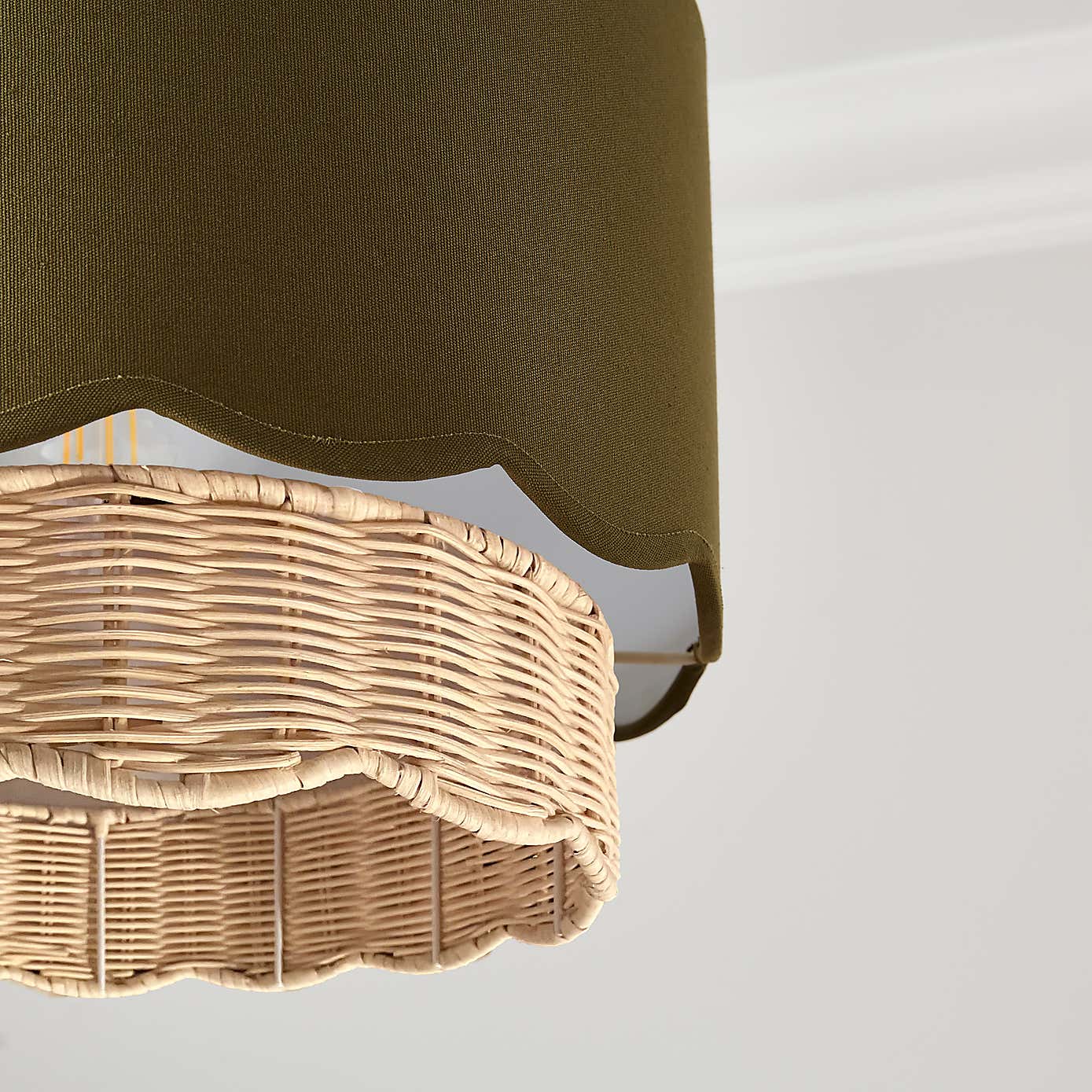 Sofia Round Rattan Scalloped Easy Fit Lamp Shade