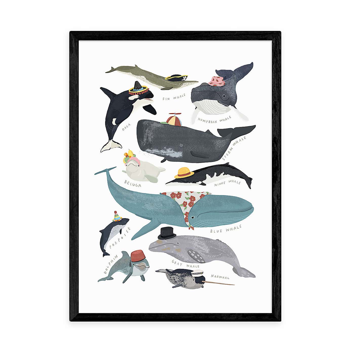 East End Prints Whales In Hats Print