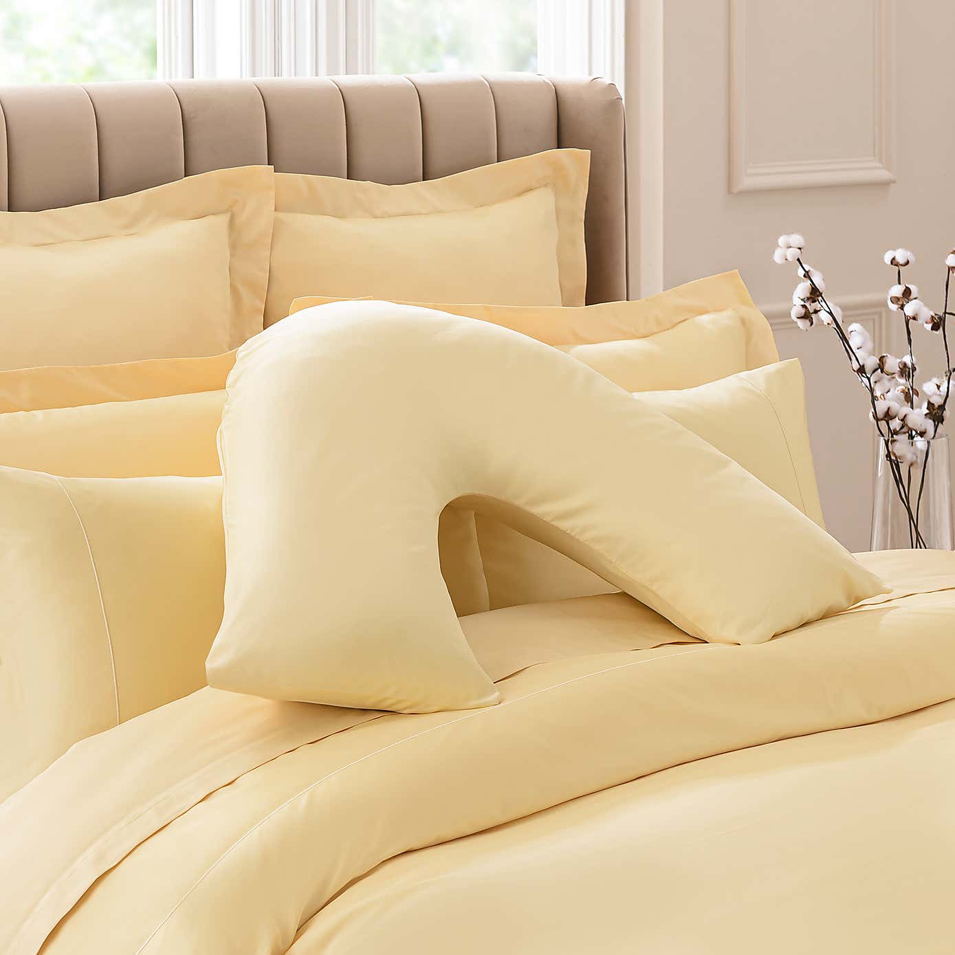 Dorma 300 Thread Count 100% Cotton Sateen Plain V-Shaped Pillowcase