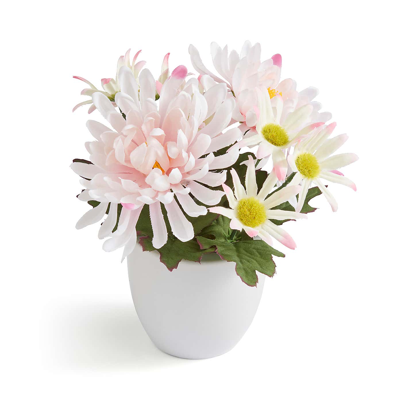 Artificial Floral Arrangement in White Ceramic Plant Pot