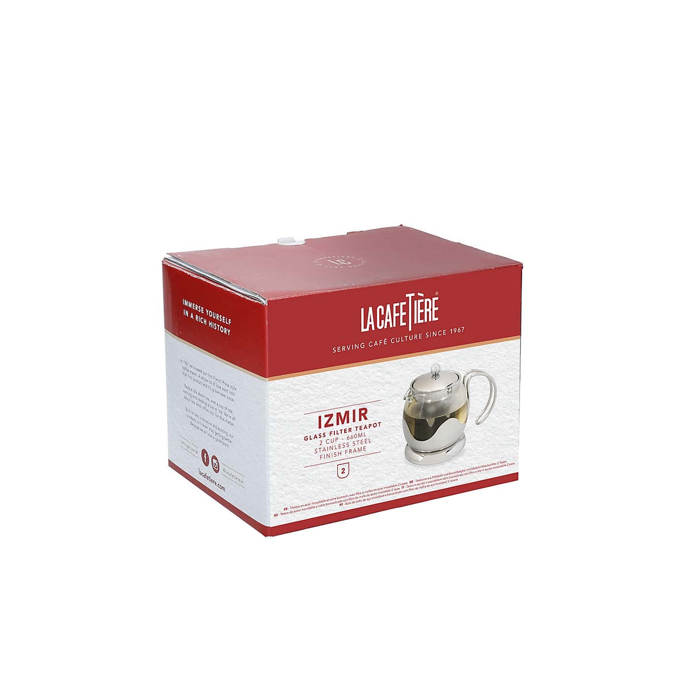 La Cafetiere 2 Cup Glass Teapot with Silver Infuser