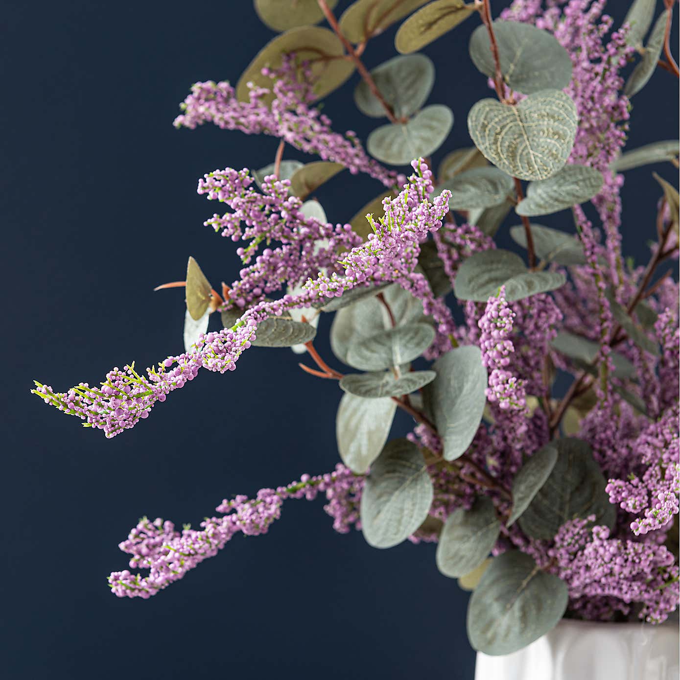 Artificial Berry and Eucalyptus Bouquet in White Vase
