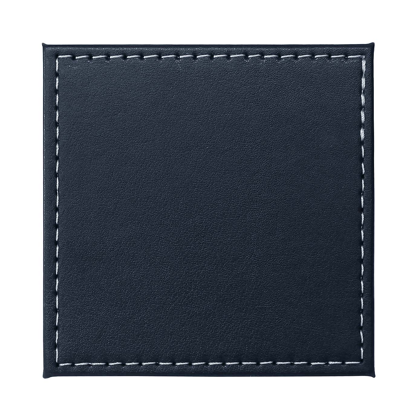 Set of 4 Reversible Navy & Cream Faux Leather Coasters
