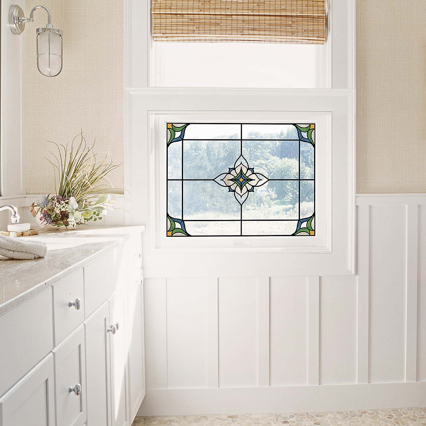 Blue Alden Static Stained Glass Decal