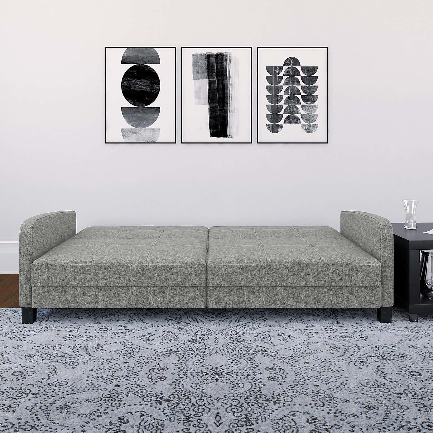 Boston Linen Grey Double Sofa Bed