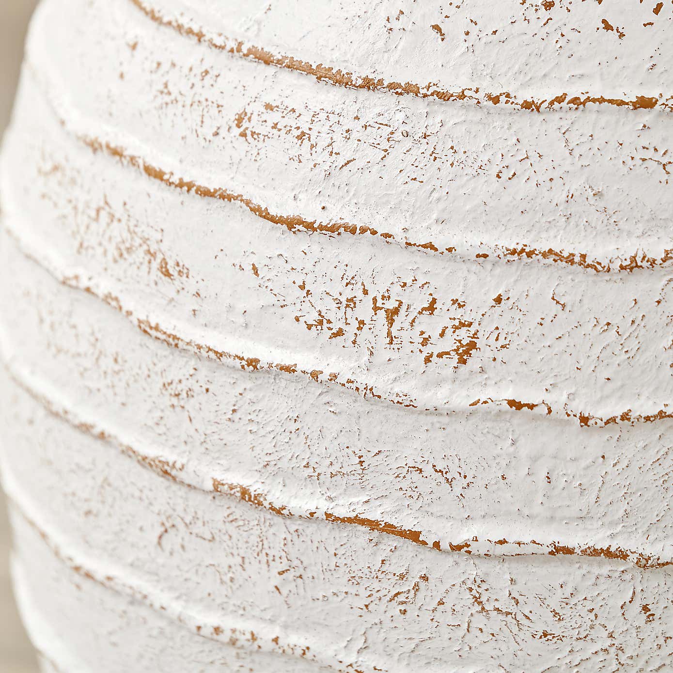 Ribbed White Wash Fibrestone Decorative Vase