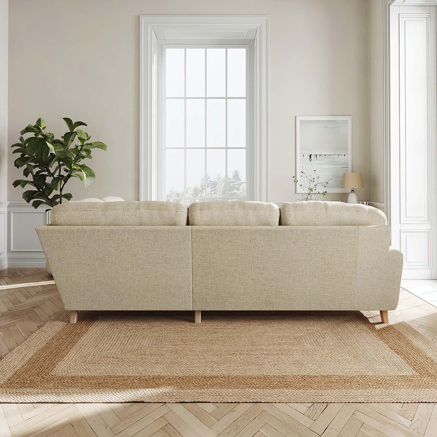 Martha Slub Faux Linen Full Corner Sofa