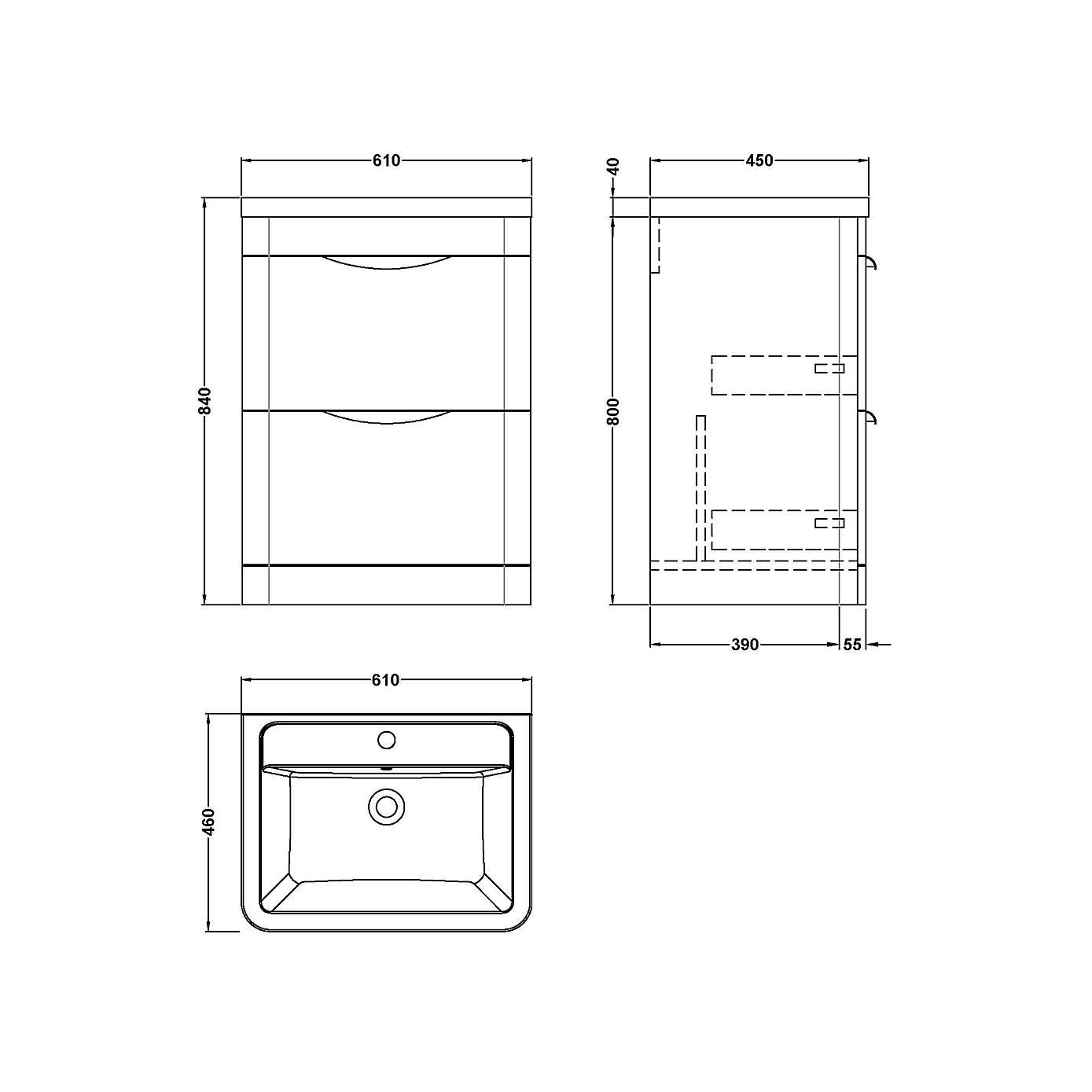Parade Floor Standing Vanity Unit with Ceramic Basin